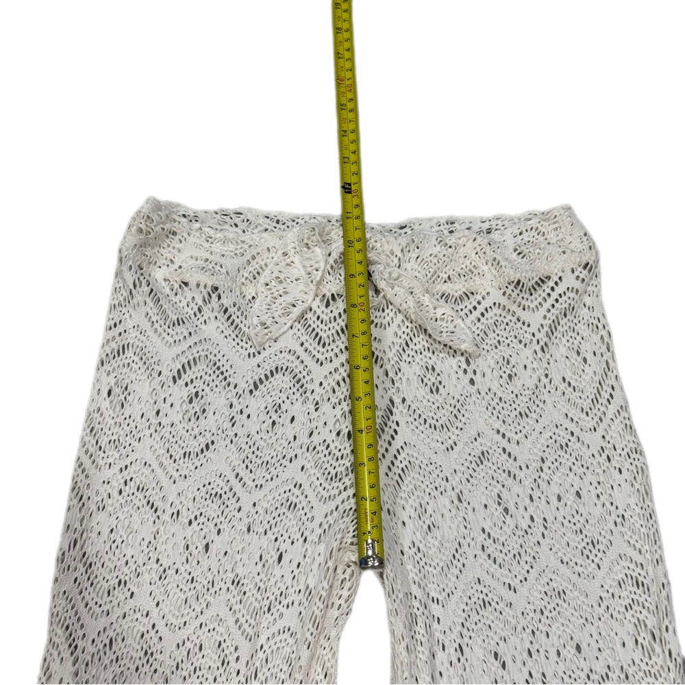 Cream Crochet Flare Pants Coverups Size Medium - Picture 10 of 12